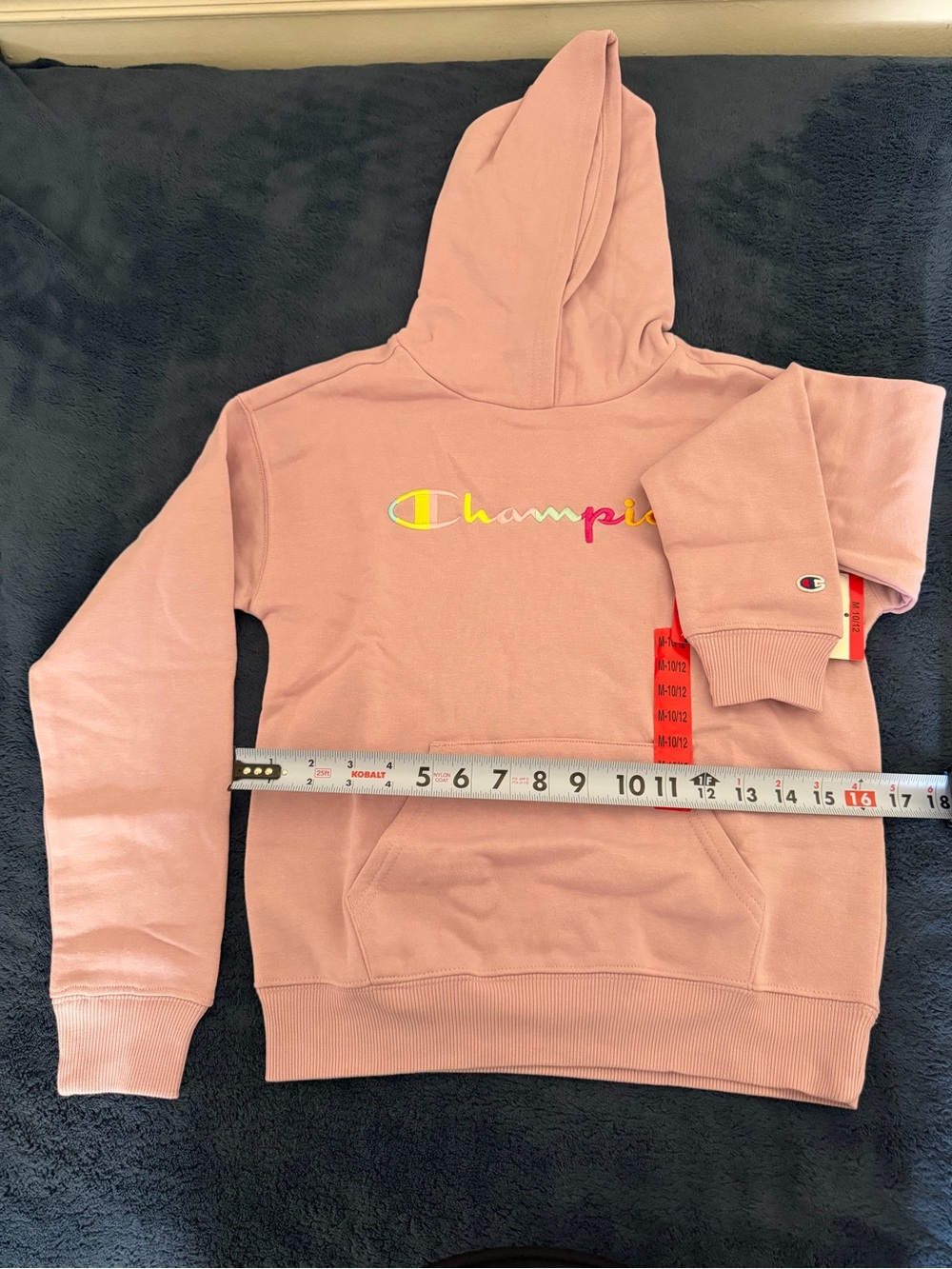 Champion Pink Multicolor Script Logo Hoodie